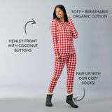 Organic Cotton Holiday Matching Family Pajamas, Painted Buffalo Check Red