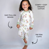 Organic Cotton Holiday Matching Family Pajamas, Reindeer Lights